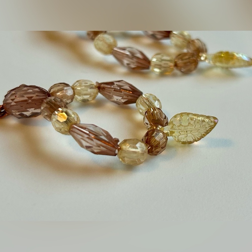 Vintage Acrylic Beaded Necklace & Dangle Earrings Matching Set Boho Handmade - Picture 6 of 10